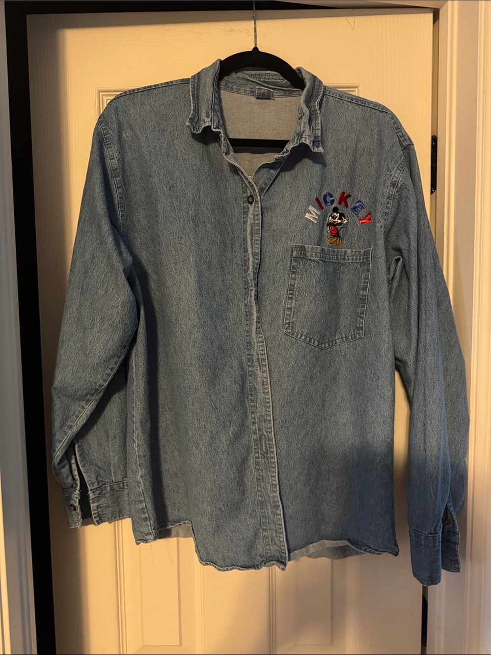 Uniqlo Light Blue Denim Button-Up Shirt with Embroidery